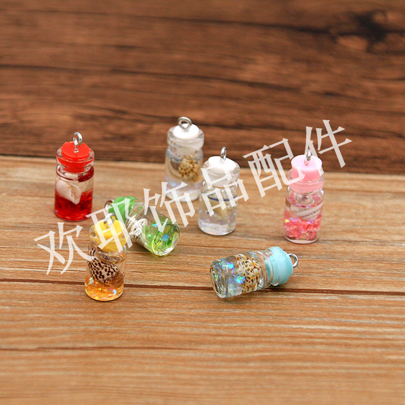 10 color 10*23mm shell drift bottle simulation DIY jewelry accessories glass keychain earrings pendant