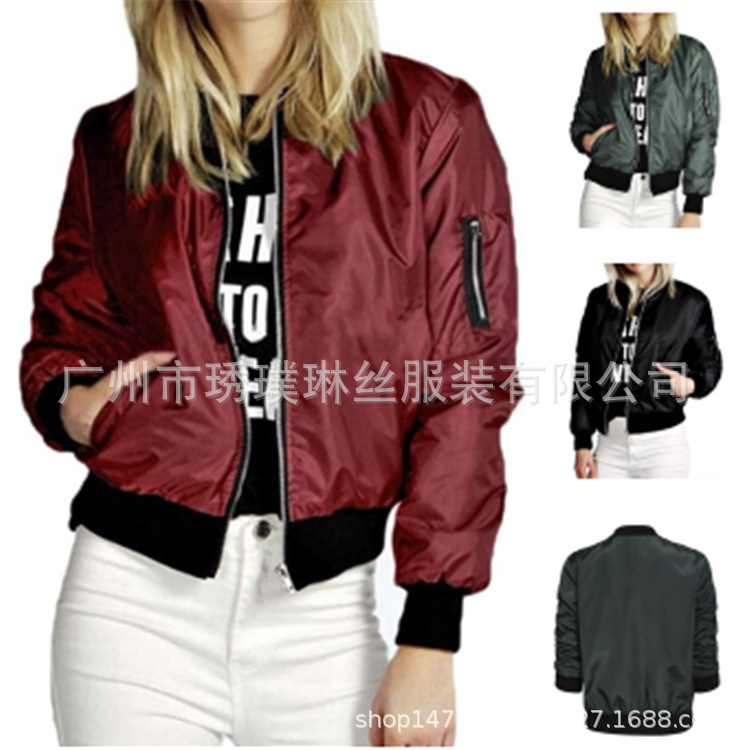 Amazon Aliexpress European and American Foreign Trade New Women's Lightweight Jacket Casual Long-Sleeved Autumn Coat Zipper Jacket