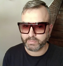 新款歐美潮流方形外貿太陽鏡男時尚米釘連體鏡片墨鏡跨境太陽眼鏡