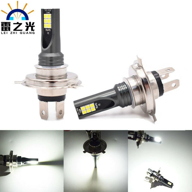 Автомобильные светодиодные противотуманные фары, светодиодные фары для мотоцикла H4 3030, 12 светодиодов, 60 Вт, противотуманные фары, модифицированные фары дальнего света