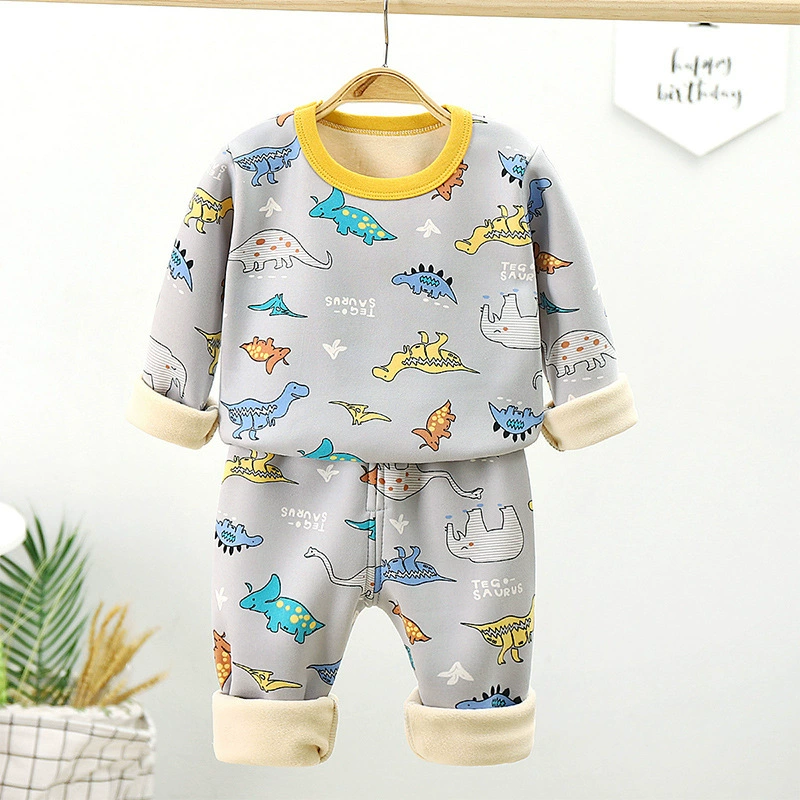 Demi-season children's fleece autumn set, long-sleeve, warm thermal underwear for men and women