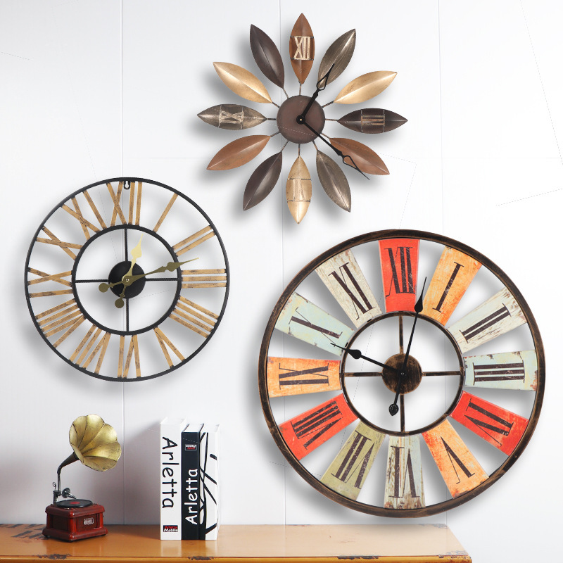 Creative American Retro Wall Clock Living Room Decoration Wall Clock Industrial Style Cafe Restaurant Bar Wall Clock Wholesale Hot Sale