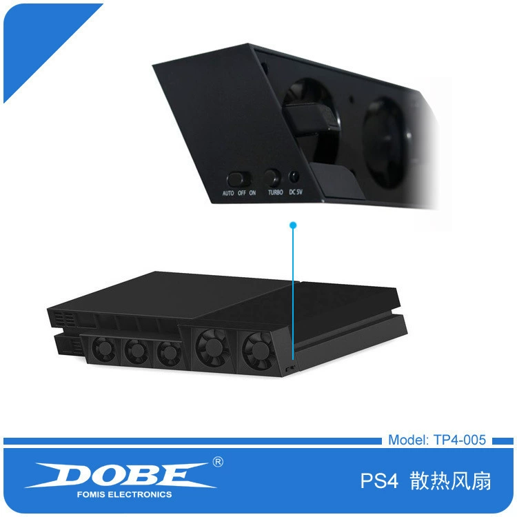 Аксессуары для игровой приставки DOBE PS4: вентилятор для корпуса, вентилятор охлаждения с контролем температуры TP4-005