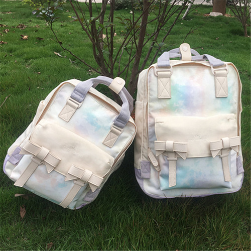 Donut-shaped backpack, cinnamon dog, female high school students and university students, double-shoulder bag, campus travel leisure backpack
