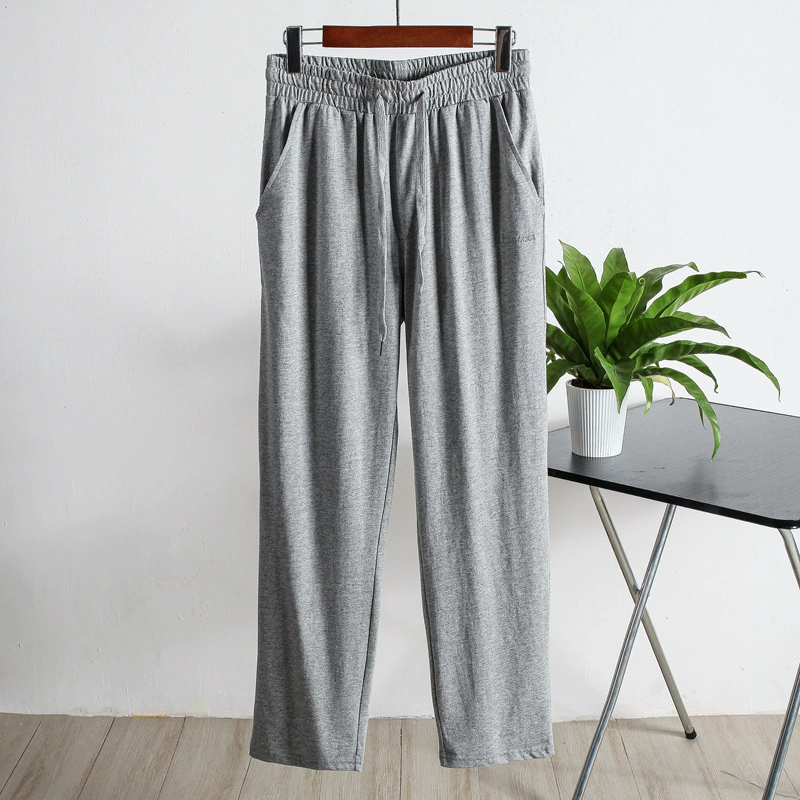 Свободные удобные дышащие однотонные летние тонкие прямые мужские повседневные длинные брюки из 100% хлопка с вышивкой букв