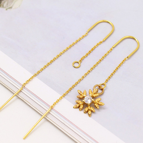 S925 sterling silver U-shaped ear wire DIY handmade semi-finished earrings accessories cross chain earrings chain-shaped ear wire