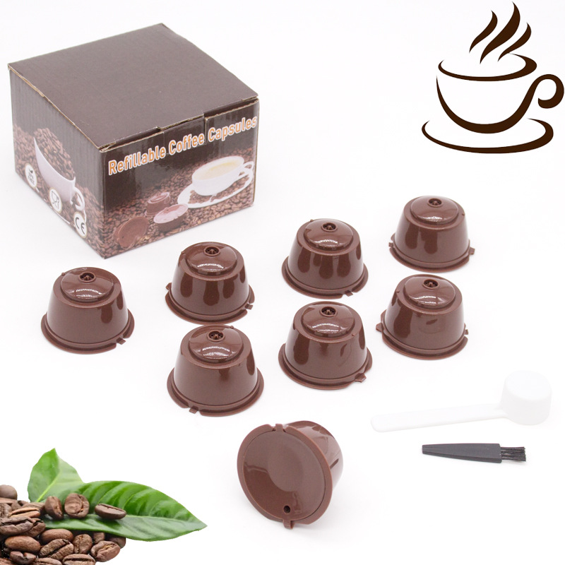 Cápsulas recargables compatibles con Dolce Gusto, set de 8 unidades con filtro reutilizable, caja de regalo