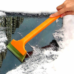 Car Snow Scraper with Cattlehide Blade, Multi-functional Telescopic Car Snow Brush, Stainless Steel Long Handle Foldable Ice Scraper for Winter