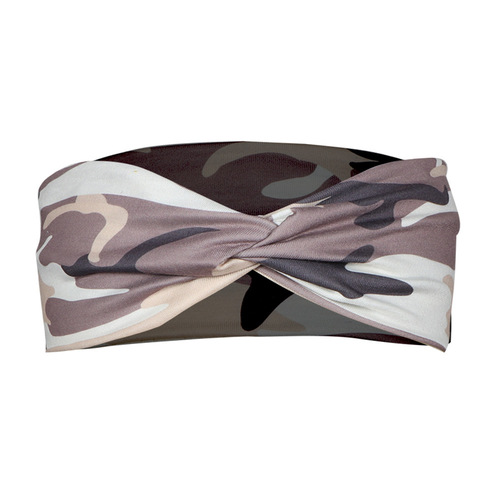New European and American-style headbands, sports yoga headbands, women's knotted cross-print camouflage hairbands, hair accessories, and headwear