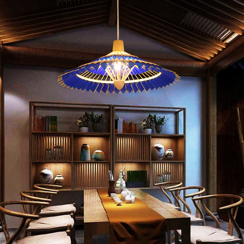 Lámpara de bambú de estilo japonés creativo pastoral B & B restaurante olla caliente restaurante lámparas de bambú pantalla sala de té balcón lámpara de Bambú