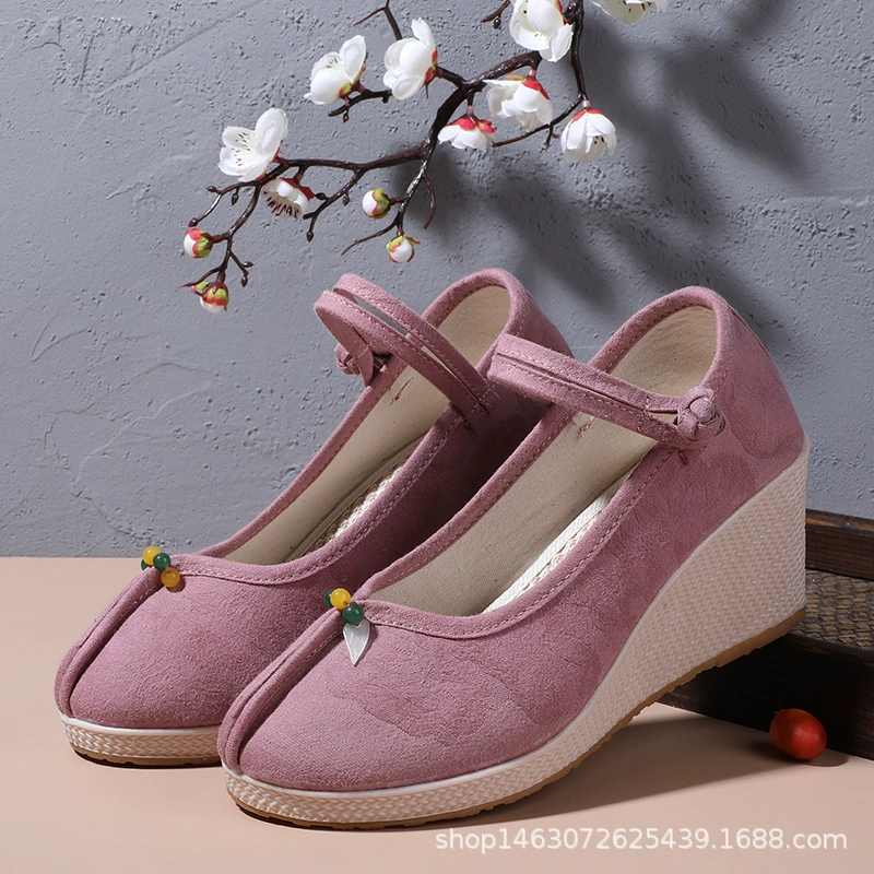 Вышитая обувь из хлопка и льна старинные туфли на танкетке пряжкой на высоком каблуке новые производители женской обуви поставляют старые Пекинские тканевые Туфли На складе