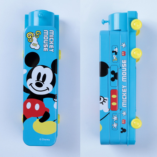 Disney Children's Learning Stationery Box Cartoon Double Decker Train Multi-functional Creative Primary School Iron Pencil Case