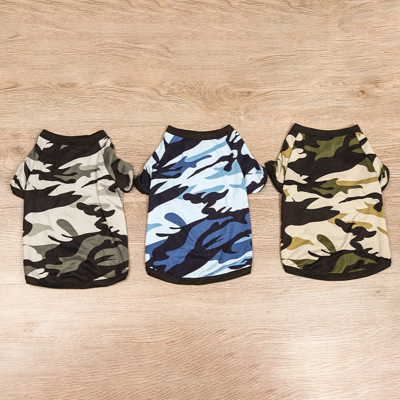 Camouflage T-shirt Pet Spring and Summer Vest Teddy More Beautiful Dog Clothes Cat Casual Clothes Short Sleeve Vest Cotton