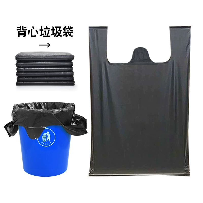 Garbage bag for home use, big handheld black plastic disposable tank top for commercial use, increased thickness, wholesale