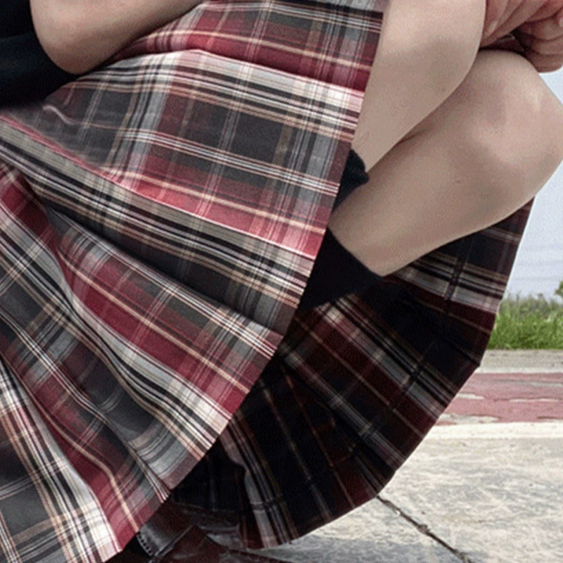 [Линейная алгебра клетчатая юбка] Японская православная Единообразная юбка JK с высокой талией Плиссированная юбка в стиле преппи