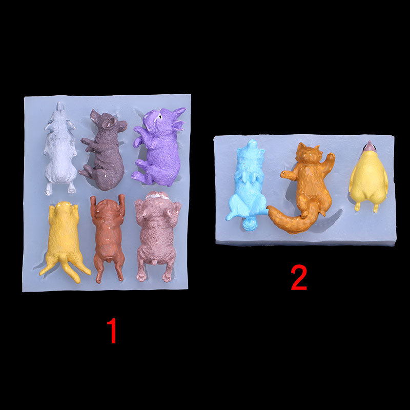 Serie animal perro bulldog gato fondant cake silicona molde DIY joyería hecha a mano llavero Decoración