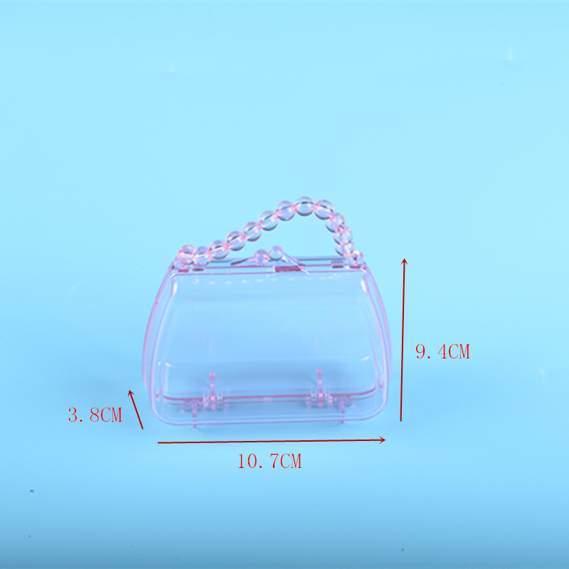 新品小号珠珠手提PS包包盒彩妆收纳盒塑胶迷你化妆盒零件包装盒