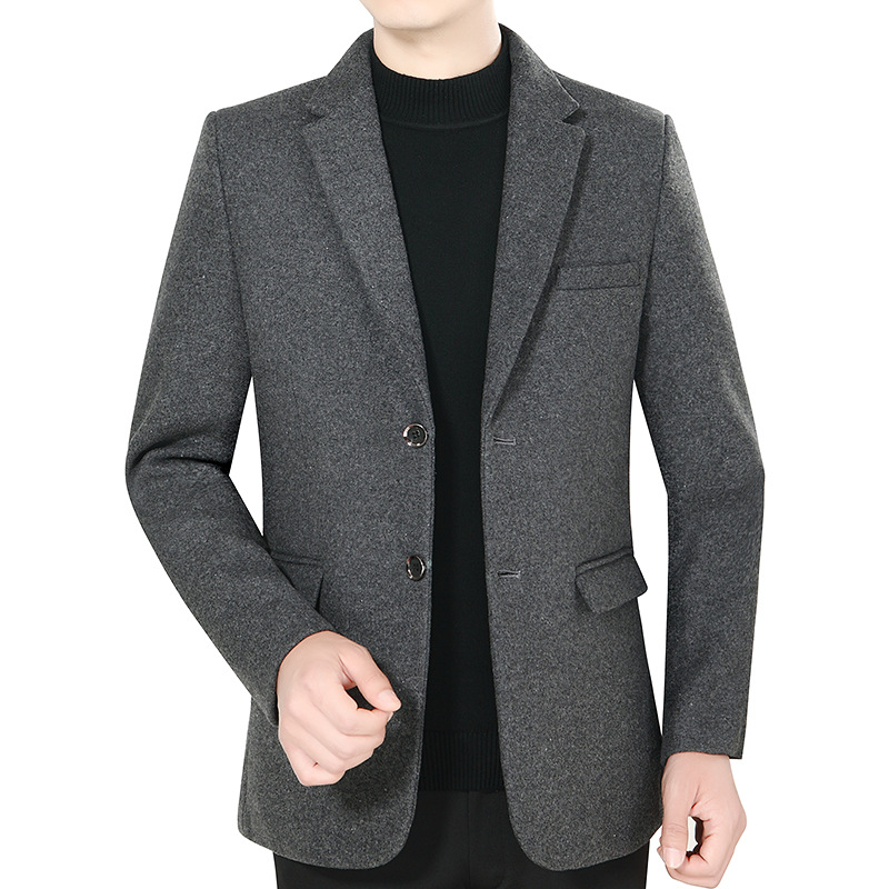 2023 primavera y otoño nueva chaqueta de traje de hombre de mediana edad casual sin planchar chaqueta de papá de hombre traje de lana
