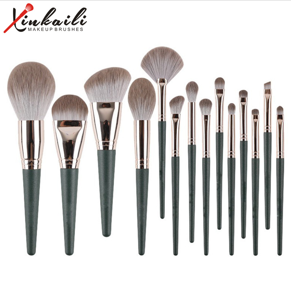 Popular 14 nube verde pinceles de maquillaje traje Cangzhou polvo suelto rubor Fundación sombra de ojos cepillo de maquillaje conjunto completo al por mayor