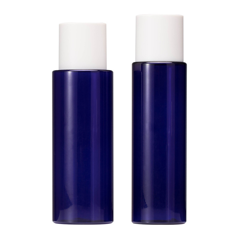 Envases cosméticos 200-250ml botella de tóner azul de plástico mate esmerilado beige blanco cubierta pura Rocío sub-botella