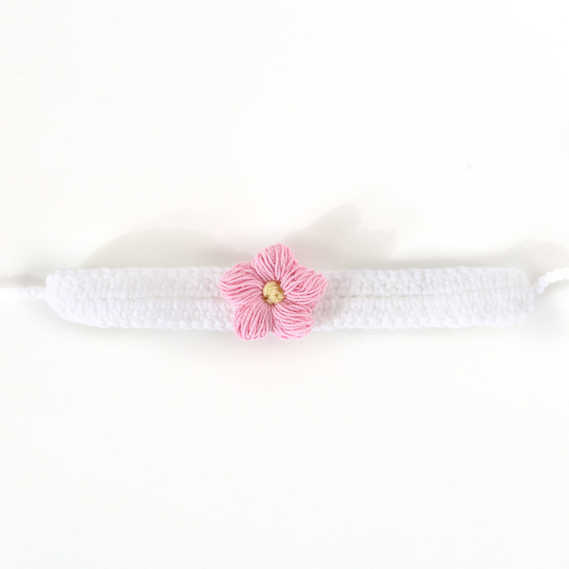Amazon transfronterizo crochet hecho a mano lana flores gatos perros collar ajustable collar de cereza