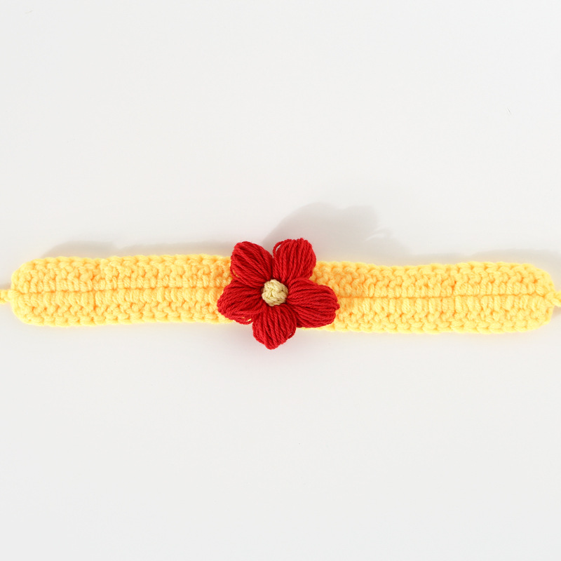Amazon transfronterizo crochet hecho a mano lana flores gatos perros collar ajustable collar de cereza