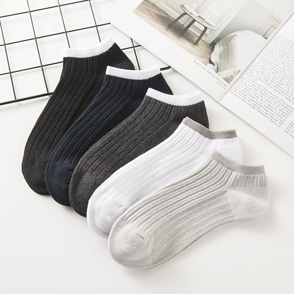 Men's short socks [Double -needle vertical strip men]