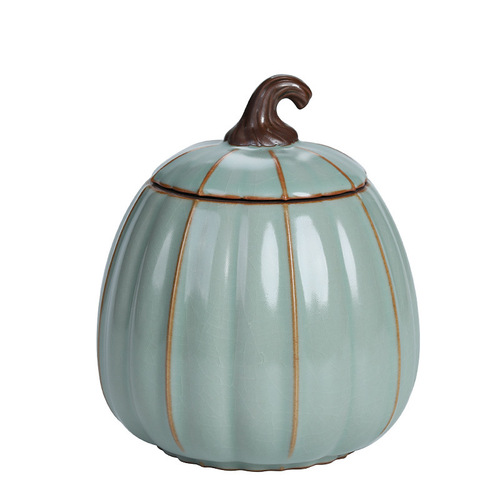 Taiwan Ru kiln ceramic tea cans sealed cans small Chinese sky blue small moisture-proof household wake-up tea cans storage tea cans