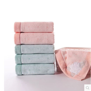 Gold Pure Cotton Towel Elegant Plain Color Embroidered Face Towel Twistless Cut Fleece Soft GA1018H