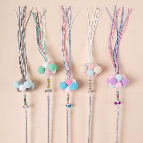 Funny Cat Stick Fairy Style Bell Hair Ball Cat Sound Toy Self-Happiness Interactive Tassel Cat Toy Pet Supplies