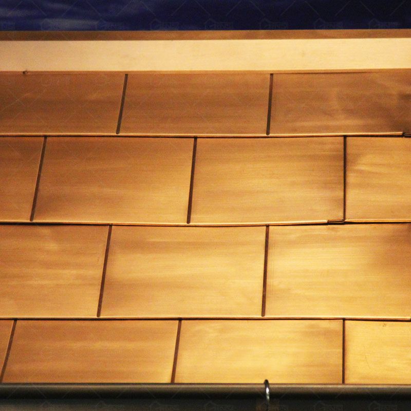 厂家直销铜瓦片屋面定 制别墅瓦方形瓦纯铜屋面系统紫铜屋面装饰