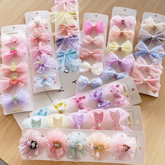 Mesh Children's Hair Clip Set with Bow Hair Clips Korean Side Clips Fringe Headwear Cute Princess Clips Hair Accessories