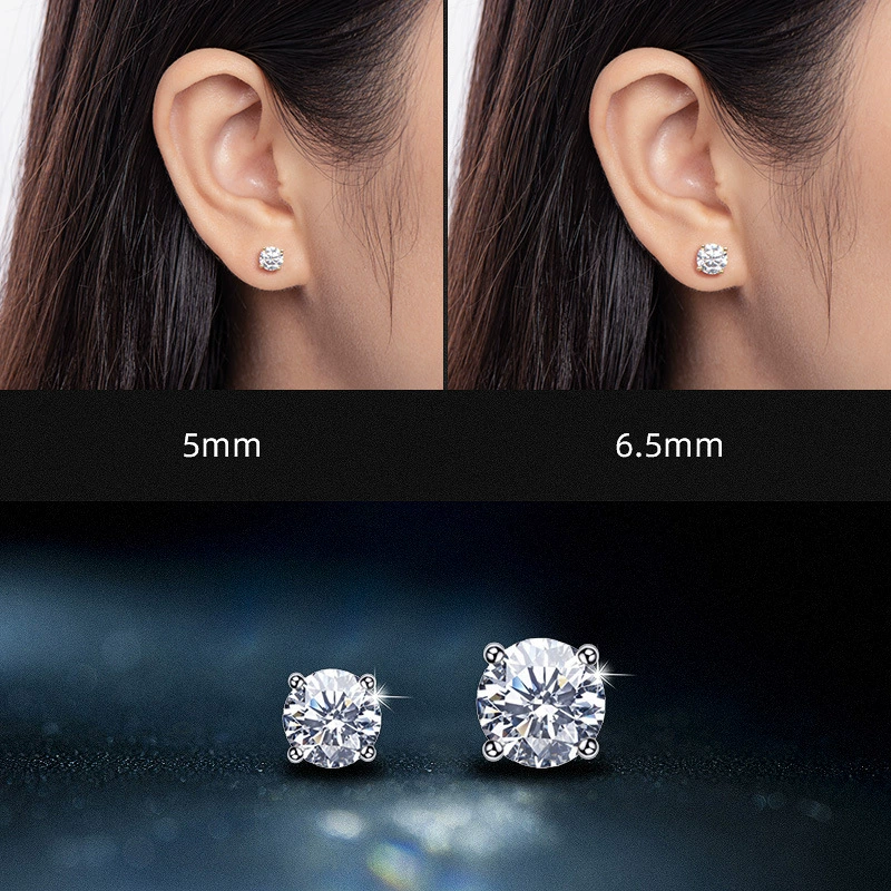 Классические серьги-гвоздики S925 стерлинговое серебро, мозайка Moissanite 0,1–2 ct, варианты позолоты