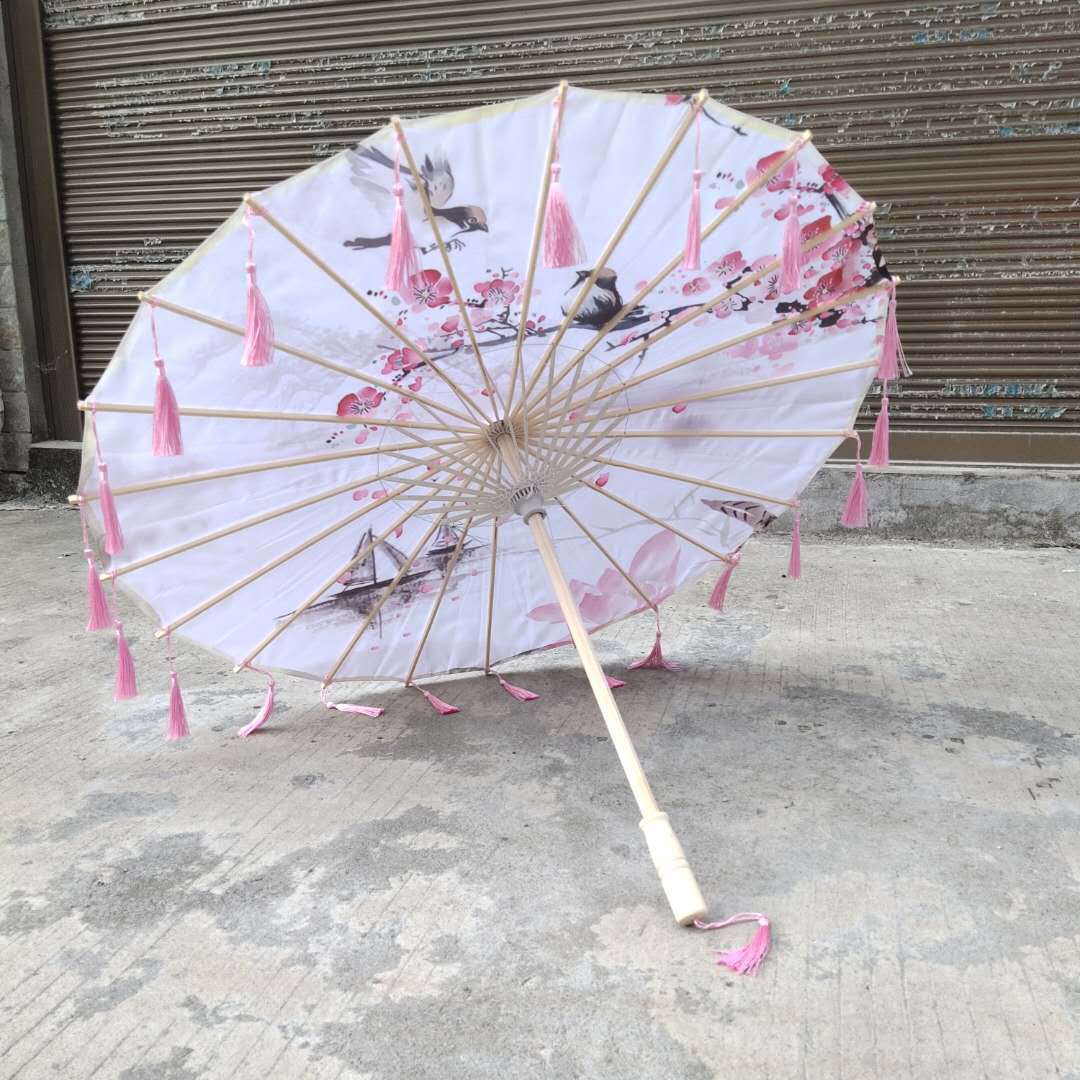 Hanfu fotografía apoyos paraguas artesanía clásica paraguas de papel engrasado Paraguas de baile de estilo chino paraguas de borla de estilo antiguo traje antiguo