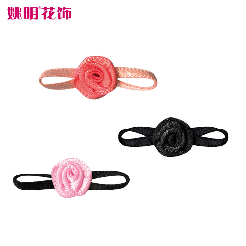 Yao Ming cinta hoja de ocho caracteres Rosa cinta flor hecha a mano pequeña flor cinta Rosa ropa interior ropa pequeña flor