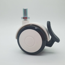 2寸医疗脚轮万向轮子带刹车家具美容设备静音丝杆M10插杆平板型