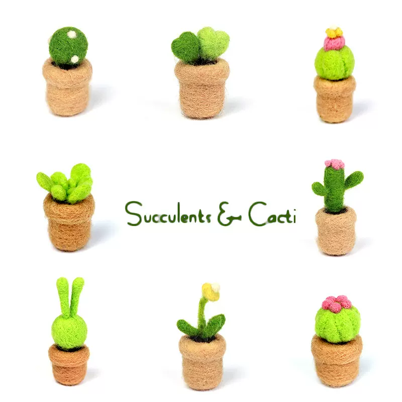 壹手作羊毛毡戳戳乐多肉植物DIY手工材料包含工具
