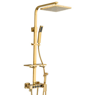 European-style All-copper Constant Temperature Golden Shower Shower Set Bath Household Bathroom Rain Shower Head Toilet Shower Device