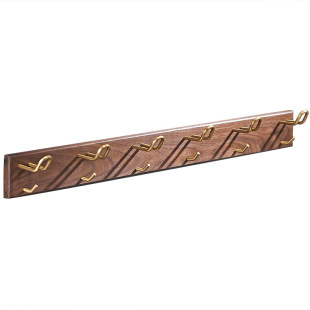 Nordic Light Luxury Door Rear Black Walnut Solid Wood Hanging Hook Non-perforated Hallway Seamless Viscose Toilet Bathroom Hook