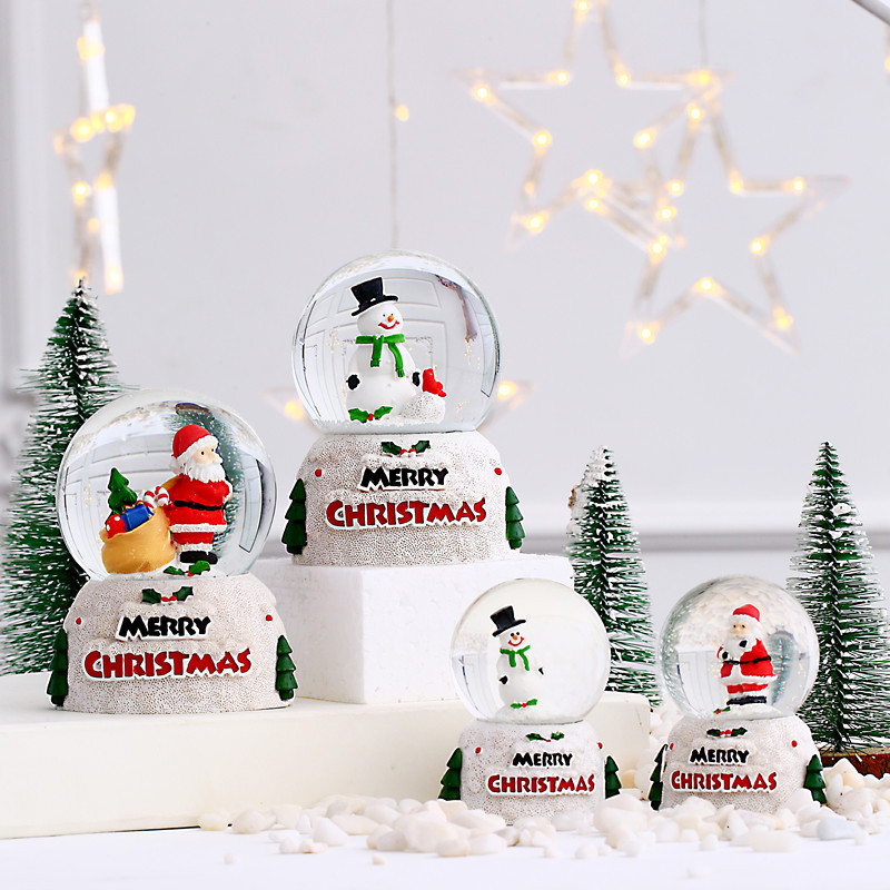 Weihnachten leuchtende Kristallkugel Weihnachten Schneemann alter Mann Glaskugel Desktop-Ornamente Heiligabend Kindergeschenk_voghion.com