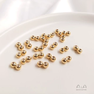 14K包金保色双排连体硅胶调节珠链条手链定位珠DIY手工首饰品配件