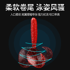 Soft bait manufacturer wholesale curly tail soft bait Luya bait T tail soft worm monochrome mandarin fish bass cocked mouth fishing bait 5cm