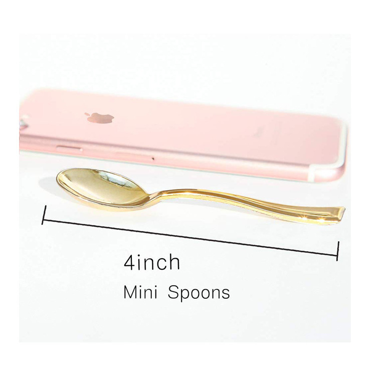 Separate packaging disposable knife and fork spoon golden dessert spoon mini imitation metal fork spoon rose gold small cake fork spoon