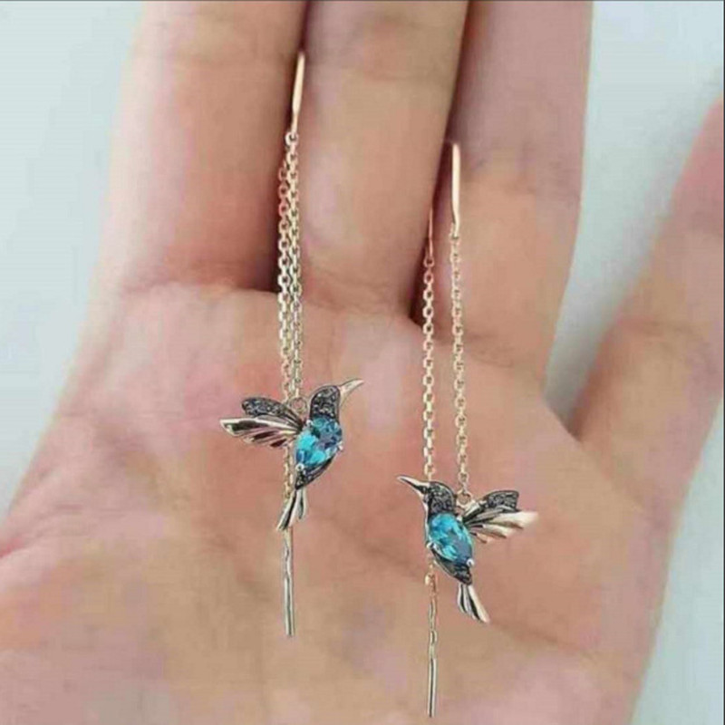 Cruz-frontera deseo caliente venta joyería roja mixta zirconio alas pájaro pendientes línea de oreja nueva llegada fábrica venta directa al por mayor image 4