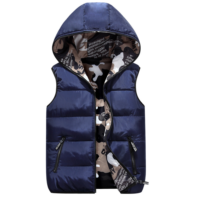 Ropa de mujer Ropa para padres e hijos Chaleco cálido para niños y niñas, chaleco con capucha de terciopelo y chaqueta de camuflaje de doble cara_voghion.com