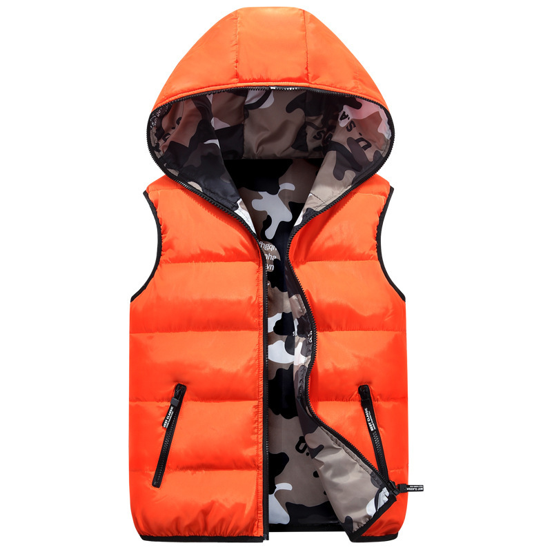 Ropa de mujer Ropa para padres e hijos Chaleco cálido para niños y niñas, chaleco con capucha de terciopelo y chaqueta de camuflaje de doble cara_voghion.com
