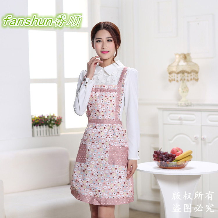 Fabricante delantal ventilador shengpai engrosada doble capa impermeable Comercio exterior coreano princesa delantal regalo personalizado publicidad delantal bolsillo de la cocina