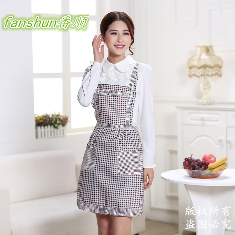Fabricante delantal ventilador shengpai engrosada doble capa impermeable Comercio exterior coreano princesa delantal regalo personalizado publicidad delantal bolsillo de la cocina