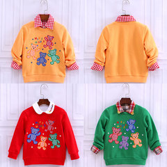 Miki Children's Fashion Japanese Style Unisex Cute Cartoon Check Bear Embroidered Patchwork Sweatshirt for Dropshipping