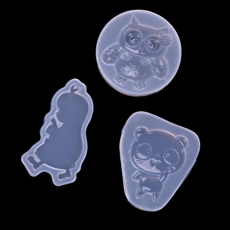 Espejo epoxi molde niña búho feliz oso hecho a mano DIY joyería Decoración Accesorios Silicona